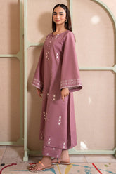 IZEL - 2PC DHANAK EMBROIDERED SHIRT WITH DHANAK EMBROIDERED TROUSER - HZG2336